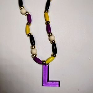Letter "L necklace with wood beads